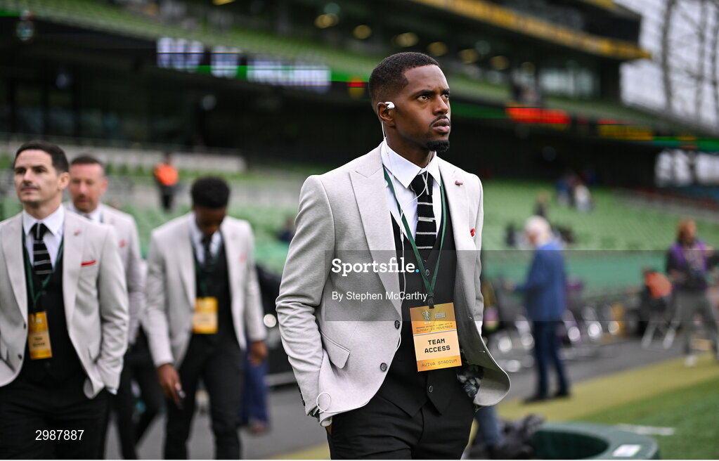 10 November 2024; Sadou Diallo of Derry City before the Sports Direct Men's FAI Cup Final match between Drogheda United and Derry City at the Aviva Stadium in Dublin. Photo by Stephen McCarthy/Sportsfile