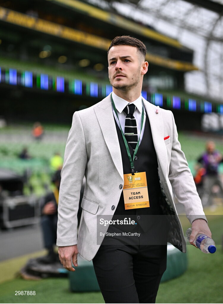 10 November 2024; Danny Mullen of Derry City before the Sports Direct Men's FAI Cup Final match between Drogheda United and Derry City at the Aviva Stadium in Dublin. Photo by Stephen McCarthy/Sportsfile
