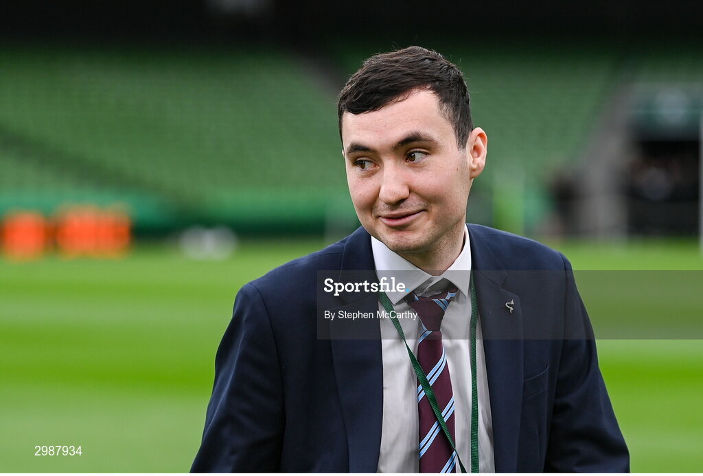 10 November 2024; Drogheda United coach Luke Reilly before the Sports Direct Men's FAI Cup Final match between Drogheda United and Derry City at the Aviva Stadium in Dublin. Photo by Stephen McCarthy/Sportsfile