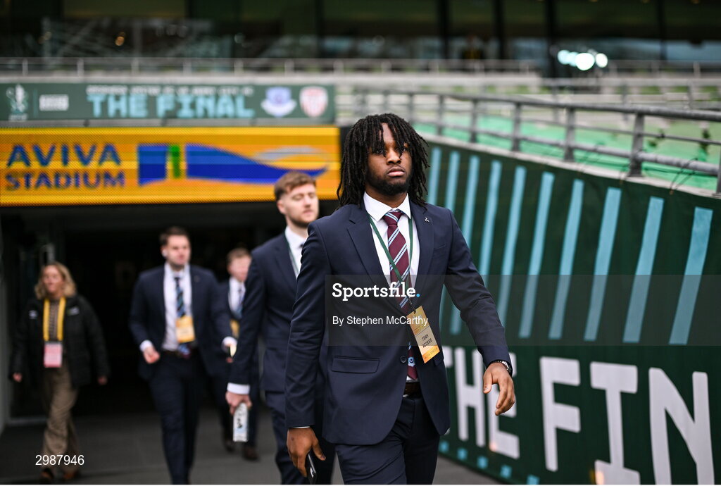 10 November 2024; Zishim Bawa of Drogheda United before the Sports Direct Men's FAI Cup Final match between Drogheda United and Derry City at the Aviva Stadium in Dublin. Photo by Stephen McCarthy/Sportsfile