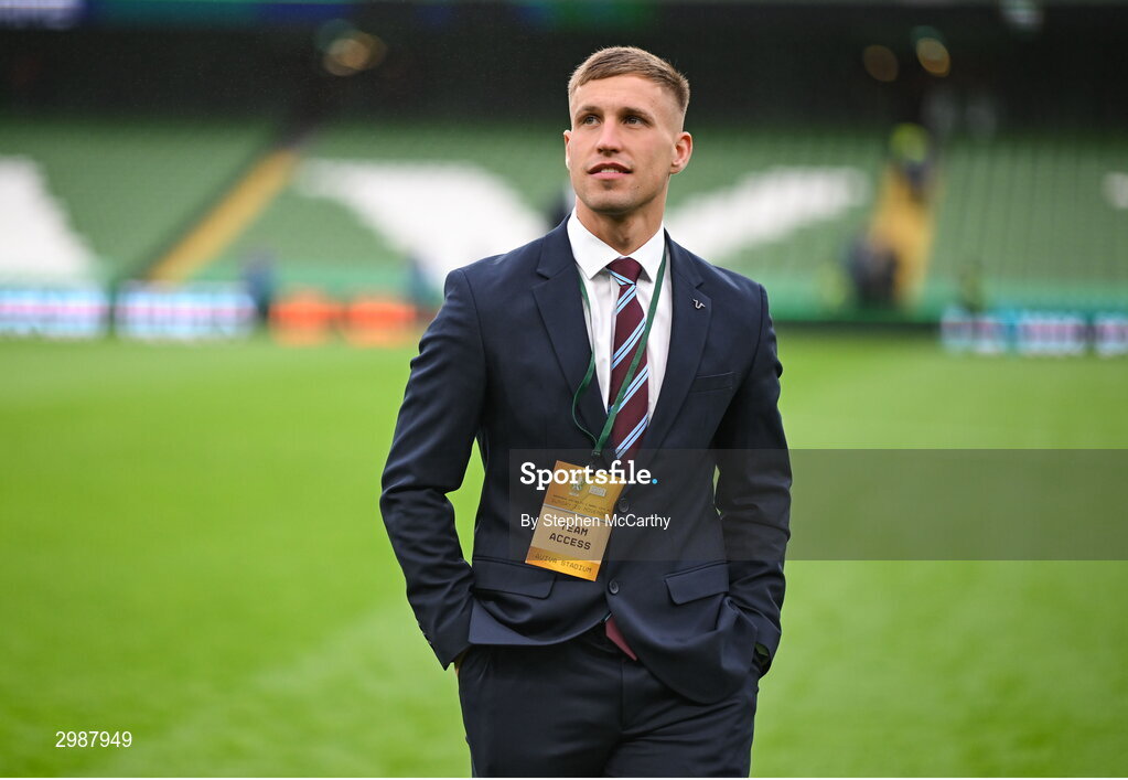 10 November 2024; Matthew O'Brien of Drogheda United before the Sports Direct Men's FAI Cup Final match between Drogheda United and Derry City at the Aviva Stadium in Dublin. Photo by Stephen McCarthy/Sportsfile