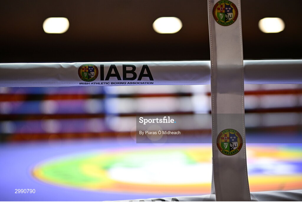 13 November 2024; A general view of the ring before the IABA National Elite Boxing Championships at the National Stadium in Dublin. Photo by Piaras Ó Mídheach/Sportsfile