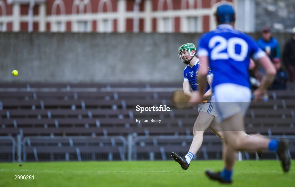 17 November 2024; Luke Connellan of Thomastown shoots to score his side's first goal during the AIB Leinster GAA Senior Club Hurling Championship quarter-final match between Castletown Geoghegan and Thomastown at TEG Cusack Park in Mullingar, Westmeath. Photo by Tom Beary/Sportsfile