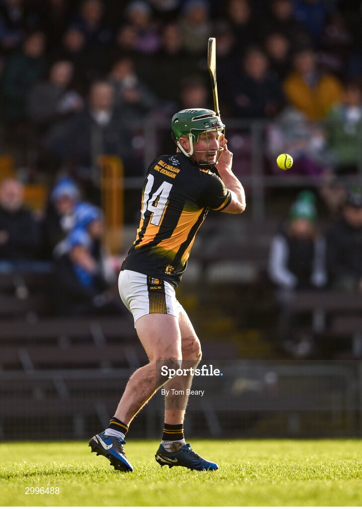 17 November 2024; Niall O'Brien of Castletown Geoghegan scores a point from a free during the AIB Leinster GAA Senior Club Hurling Championship quarter-final match between Castletown Geoghegan and Thomastown at TEG Cusack Park in Mullingar, Westmeath. Photo by Tom Beary/Sportsfile