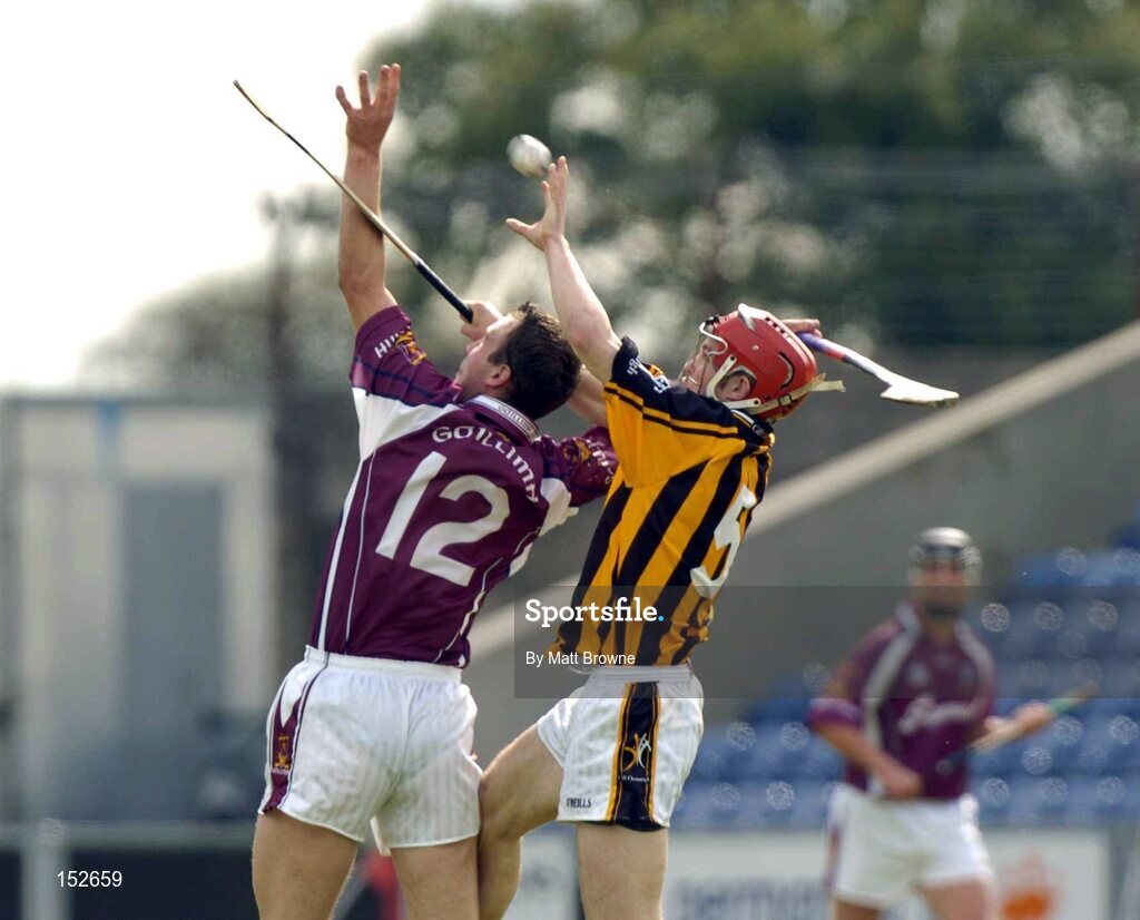 28 August 2004; Joe Gantley, Galway, in action against Tommy Walsh, Kilkenny. Erin All-Ireland U21 Hurling Championship Semi-Final, Galway v Kilkenny, O'Moore Park, Portlaoise, Co. Laois.  Picture credit; Matt Browne / SPORTSFILE