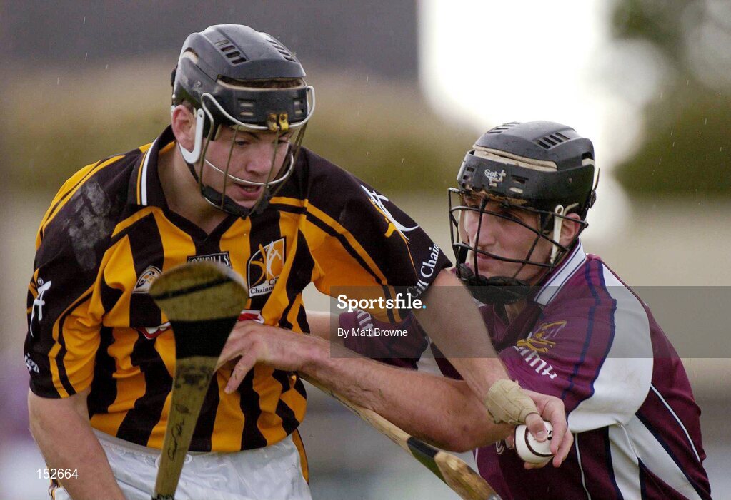 28 August 2004; Conor Phelan, Kilkenny, in action against Shane Kavanagh, Galway. Erin All-Ireland U21 Hurling Championship Semi-Final, Galway v Kilkenny, O'Moore Park, Portlaoise, Co. Laois.  Picture credit; Matt Browne / SPORTSFILE