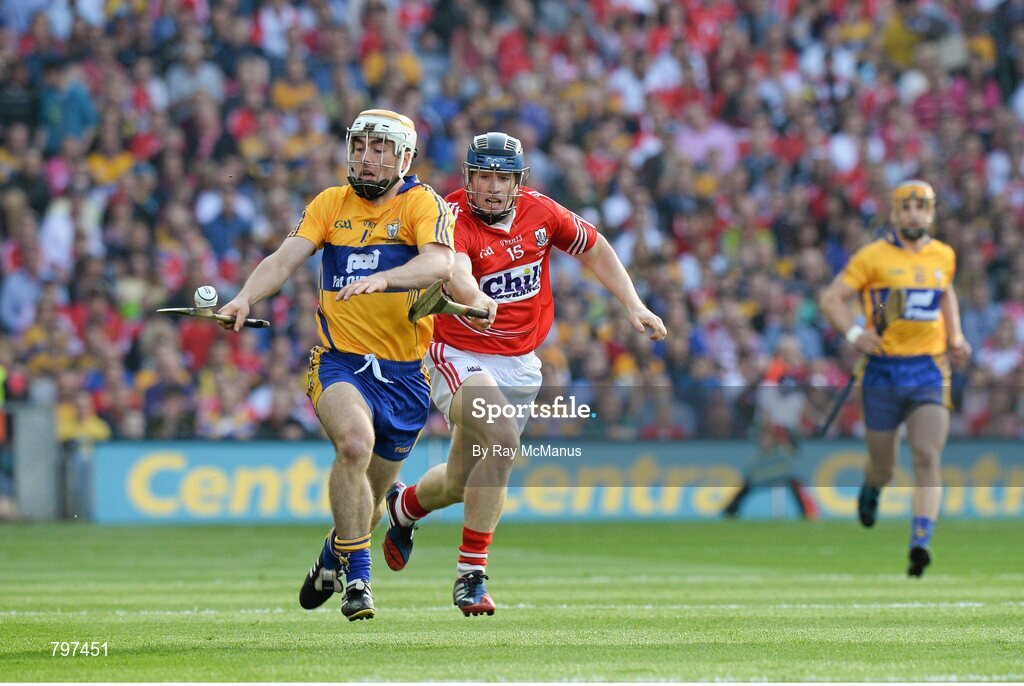 28 September 2013; Conor McGrath, Clare, in action against Conor Lehane, Cork. GAA Hurling All-Ireland Senior Championship Final Replay, Cork v Clare, Croke Park, Dublin. Picture credit: Ray McManus / SPORTSFILE