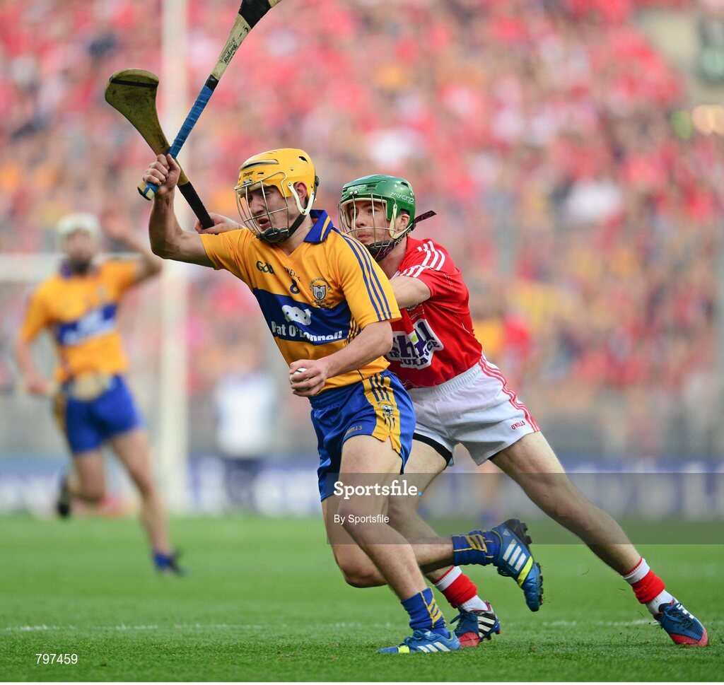 28 September 2013; Colm Galvin, Clare, in action against Daniel Kearney, Cork. GAA Hurling All-Ireland Senior Championship Final Replay, Cork v Clare, Croke Park, Dublin. Photo by Sportsfile