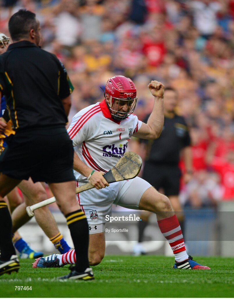 28 September 2013; Anthony Nash, Cork, celebrates after scoring his side's first goal. GAA Hurling All-Ireland Senior Championship Final Replay, Cork v Clare, Croke Park, Dublin. Photo by Sportsfile