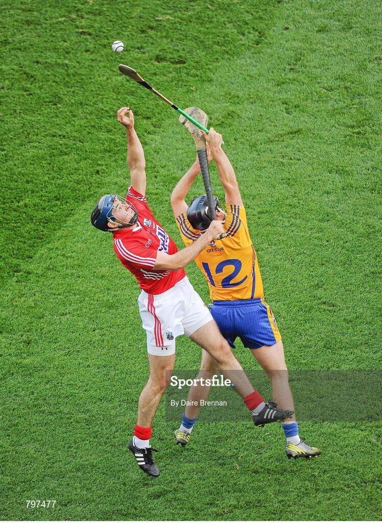 28 September 2013; Christopher Joyce, Cork, in action against Colin Ryan, Clare. GAA Hurling All-Ireland Senior Championship Final Replay, Cork v Clare, Croke Park, Dublin. Picture credit: Daire Brennan / SPORTSFILE