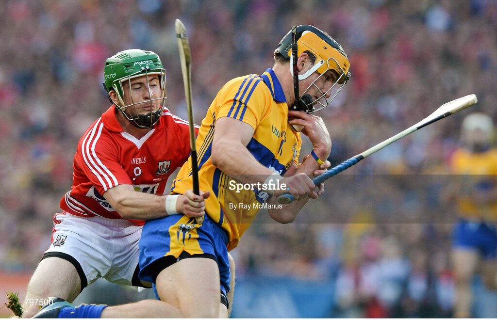 28 September 2013; John Conlon, Clare, is tackled by Daniel Kearney, Cork. GAA Hurling All-Ireland Senior Championship Final Replay, Cork v Clare, Croke Park, Dublin. Picture credit: Ray McManus / SPORTSFILE