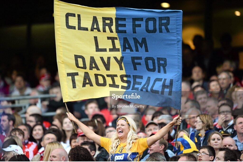 28 September 2013; A Clare supporter during the game. GAA Hurling All-Ireland Senior Championship Final Replay, Cork v Clare, Croke Park, Dublin. Picture credit: Stephen McCarthy / SPORTSFILE