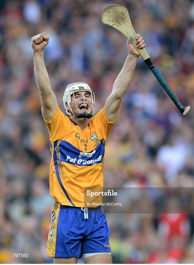 28 September 2013; Patrick O'Connor, Clare, celebrates at the final whistle. GAA Hurling All-Ireland Senior Championship Final Replay, Cork v Clare, Croke Park, Dublin. Picture credit: Stephen McCarthy / SPORTSFILE