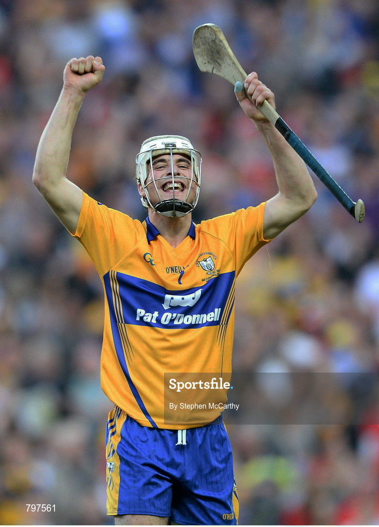 28 September 2013; Patrick O'Connor, Clare, celebrates at the final whistle. GAA Hurling All-Ireland Senior Championship Final Replay, Cork v Clare, Croke Park, Dublin. Picture credit: Stephen McCarthy / SPORTSFILE