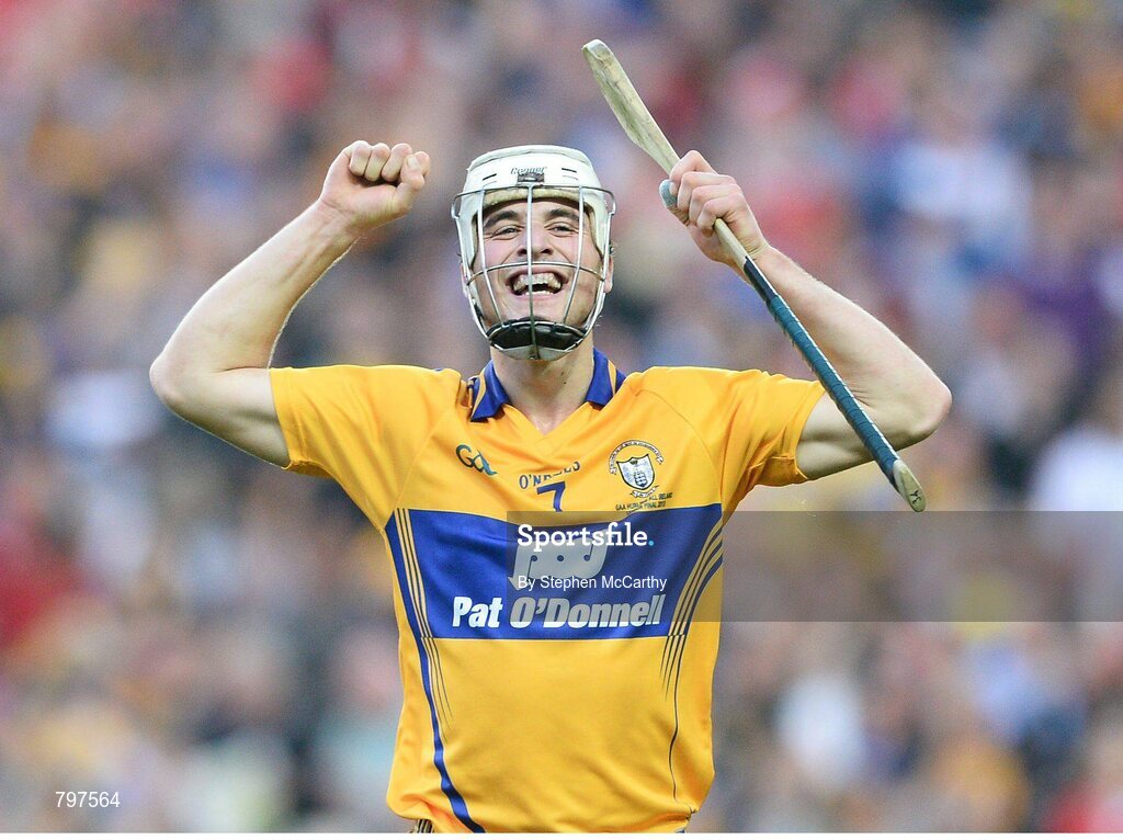 28 September 2013; Patrick O'Connor, Clare, celebrates at the final whistle. GAA Hurling All-Ireland Senior Championship Final Replay, Cork v Clare, Croke Park, Dublin. Picture credit: Stephen McCarthy / SPORTSFILE