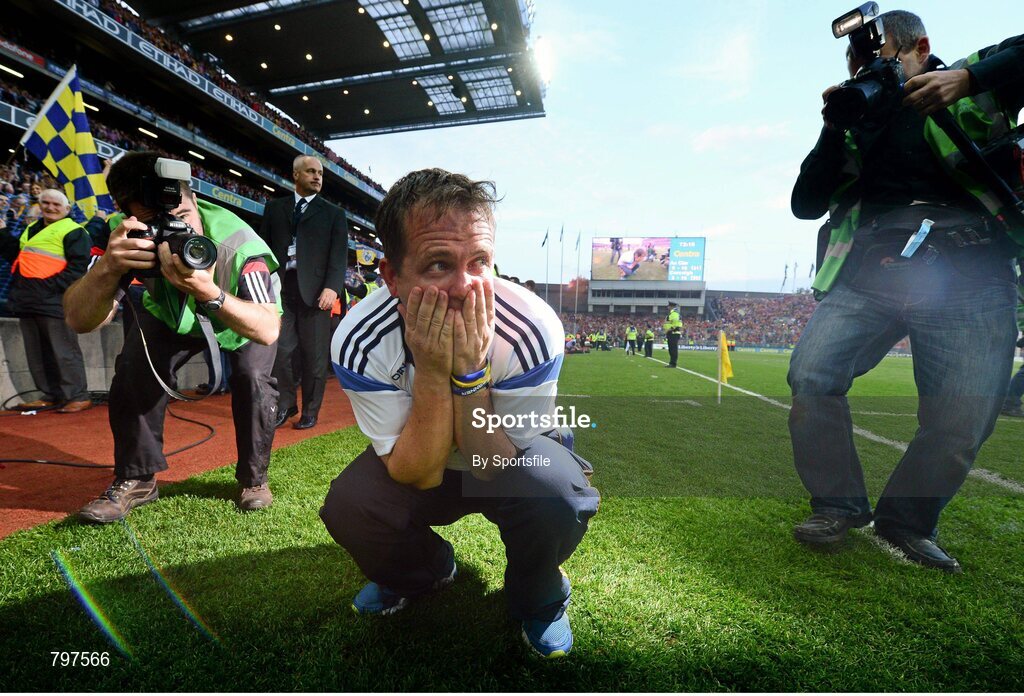 28 September 2013; Clare manager Davy Fitzgerald celebrates after his side's victory. GAA Hurling All-Ireland Senior Championship Final Replay, Cork v Clare, Croke Park, Dublin. Photo by Sportsfile