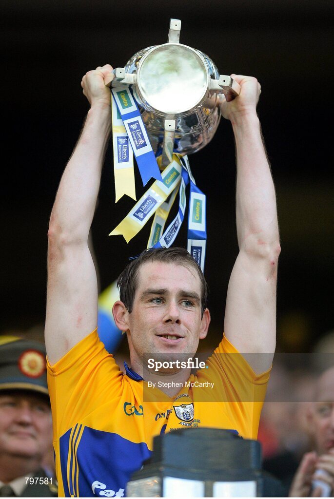 28 September 2013; Clare captain Patrick Donnellan lifts the Liam MacCarthy cup. GAA Hurling All-Ireland Senior Championship Final Replay, Cork v Clare, Croke Park, Dublin. Picture credit: Stephen McCarthy / SPORTSFILE