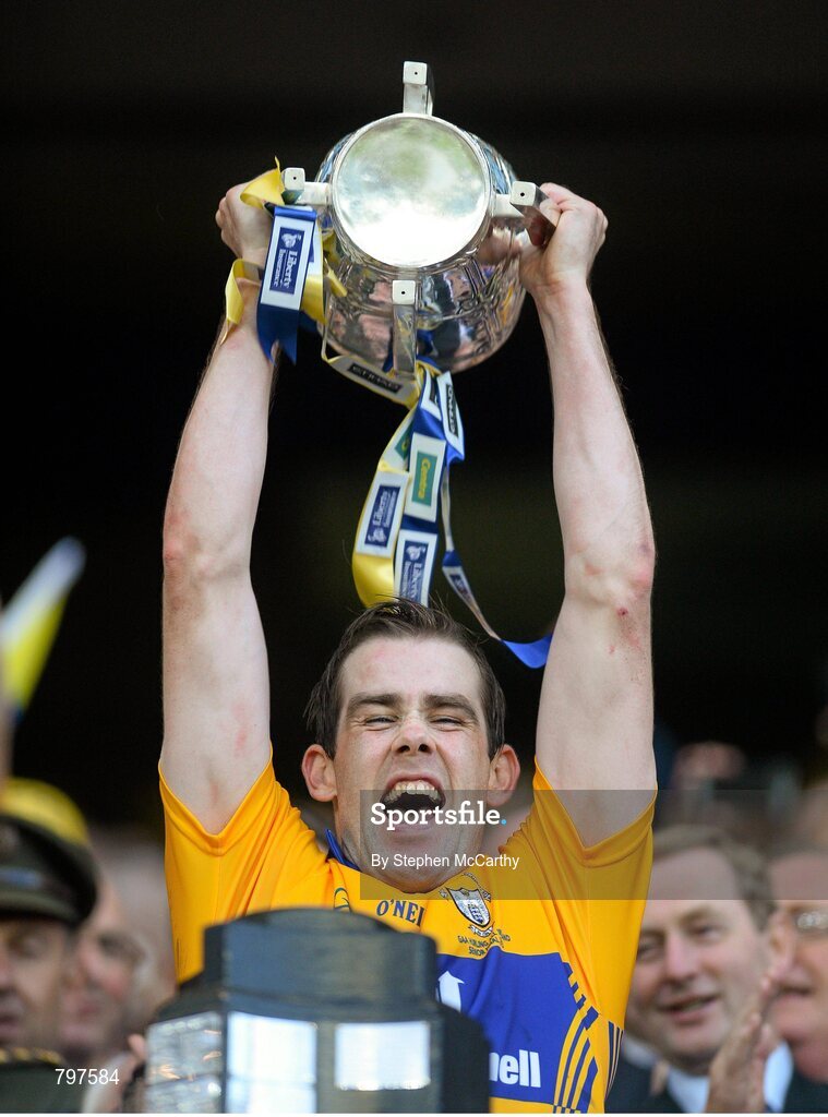 28 September 2013; Clare captain Patrick Donnellan lifts the Liam MacCarthy cup. GAA Hurling All-Ireland Senior Championship Final Replay, Cork v Clare, Croke Park, Dublin. Picture credit: Stephen McCarthy / SPORTSFILE