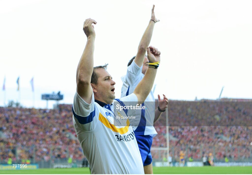 28 September 2013; Clare manager Davy Fitzgerald celebrates after his side's victory. GAA Hurling All-Ireland Senior Championship Final Replay, Cork v Clare, Croke Park, Dublin. Photo by Sportsfile