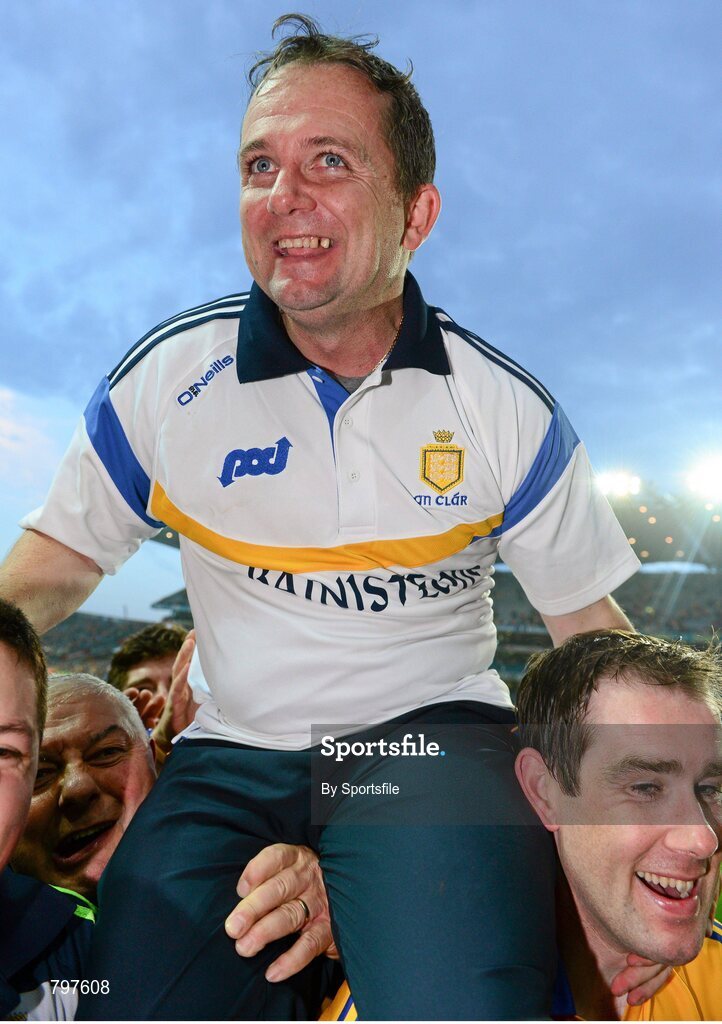 28 September 2013; Clare manager Davy Fitzgerald celebrates his side's victory. GAA Hurling All-Ireland Senior Championship Final Replay, Cork v Clare, Croke Park, Dublin. Photo by Sportsfile