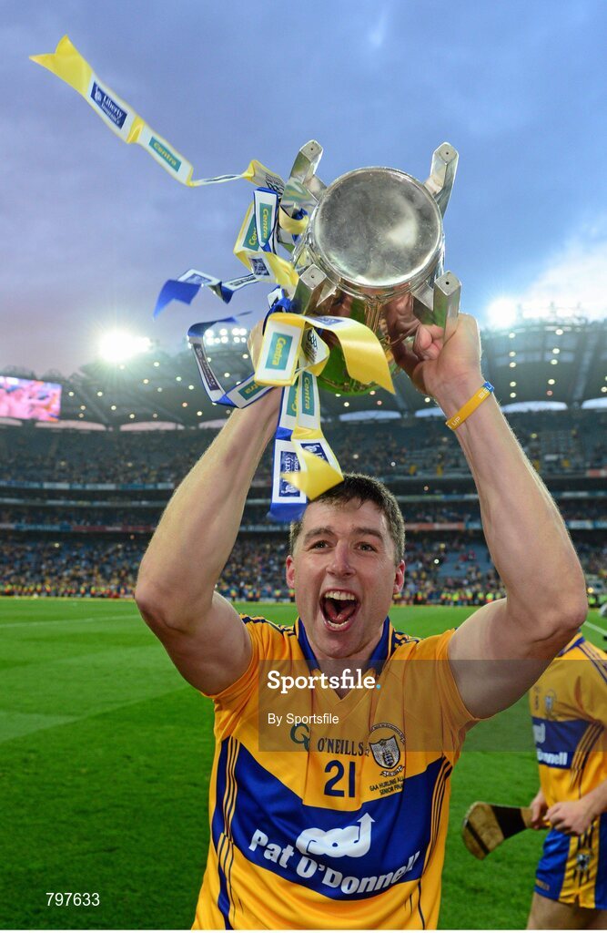 28 September 2013; Clare's Fergal Lynch celebrates with the Liam MacCarthy cup after victory over Cork. GAA Hurling All-Ireland Senior Championship Final Replay, Cork v Clare, Croke Park, Dublin. Photo by Sportsfile