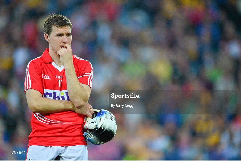28 September 2013; A dejected Cian McCarthy, Cork, after the final whistle. GAA Hurling All-Ireland Senior Championship Final Replay, Cork v Clare, Croke Park, Dublin. Picture credit: Barry Cregg / SPORTSFILE