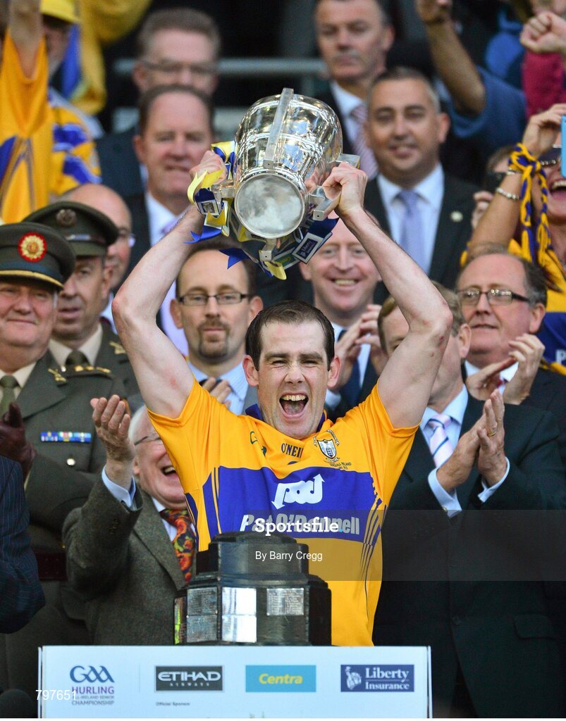 28 September 2013; Clare captain Patrick Donnellan lifts the Liam MacCarthy cup. GAA Hurling All-Ireland Senior Championship Final Replay, Cork v Clare, Croke Park, Dublin. Picture credit: Barry Cregg / SPORTSFILE