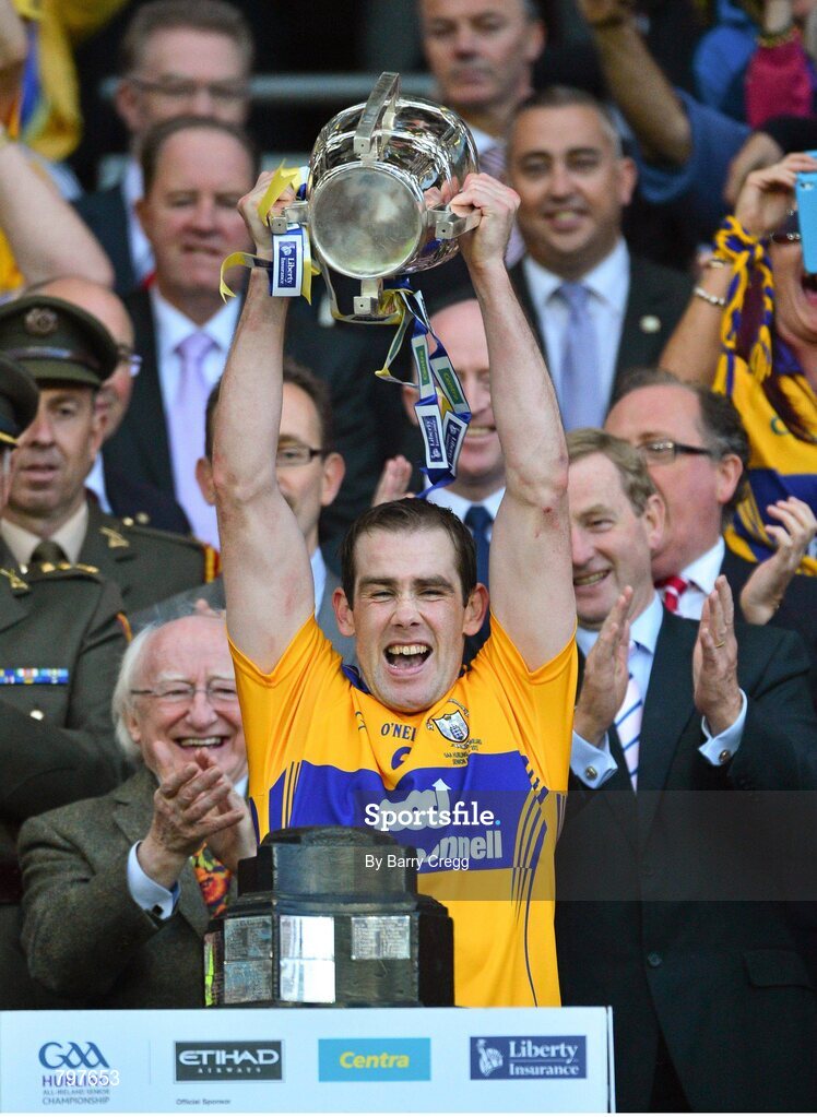 28 September 2013; Clare captain Patrick Donnellan lifts the Liam MacCarthy cup. GAA Hurling All-Ireland Senior Championship Final Replay, Cork v Clare, Croke Park, Dublin. Picture credit: Barry Cregg / SPORTSFILE