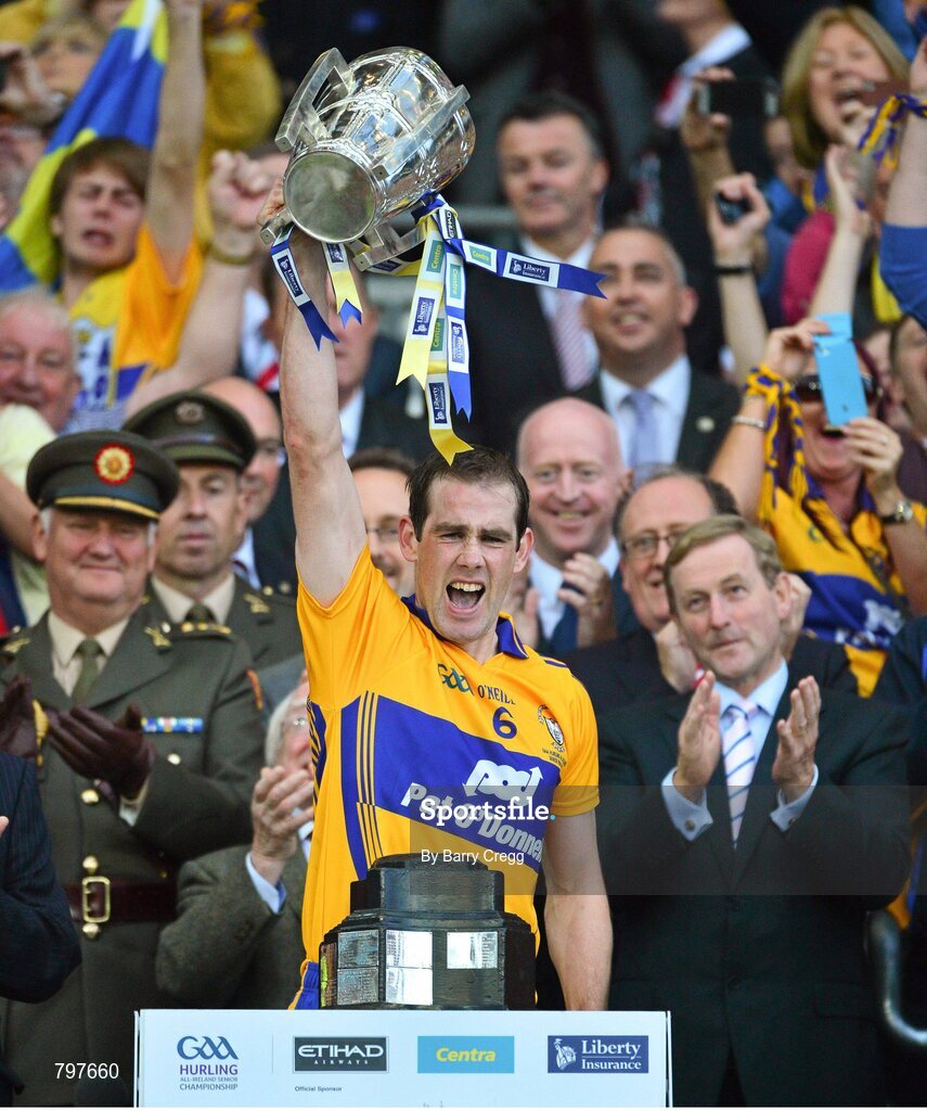 28 September 2013; Clare captain Patrick Donnellan lifts the Liam MacCarthy cup. GAA Hurling All-Ireland Senior Championship Final Replay, Cork v Clare, Croke Park, Dublin. Picture credit: Barry Cregg / SPORTSFILE
