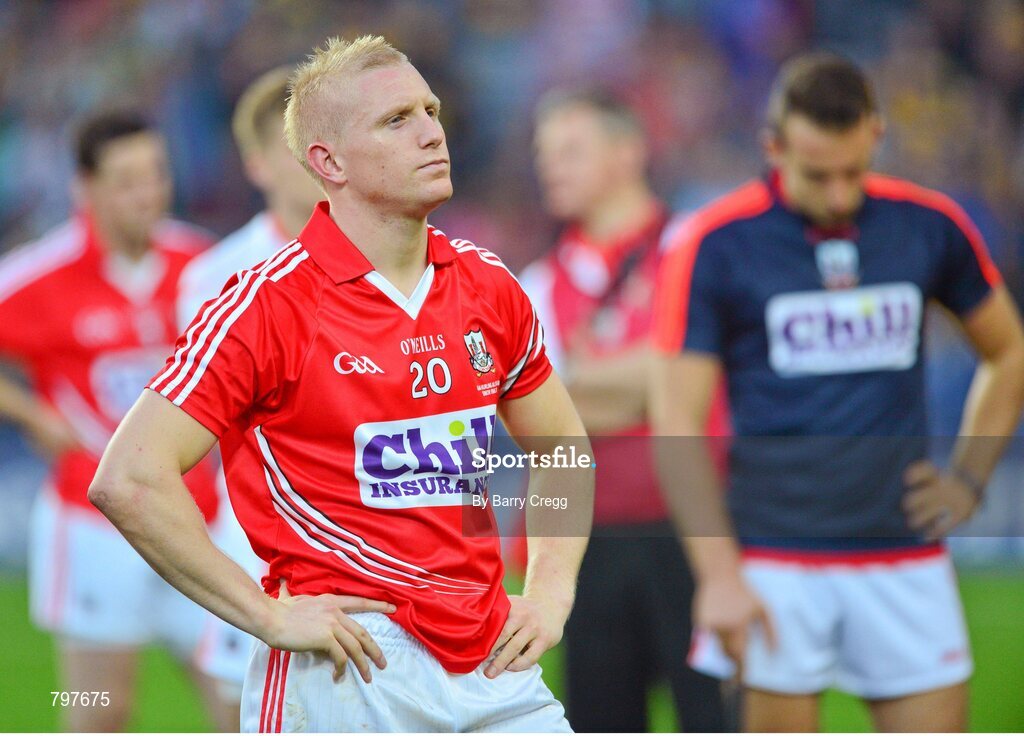 28 September 2013; A dejected Stephen White, Cork, after the game. GAA Hurling All-Ireland Senior Championship Final Replay, Cork v Clare, Croke Park, Dublin. Picture credit: Barry Cregg / SPORTSFILE