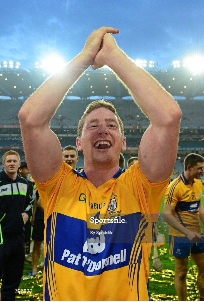 28 September 2013; Clare's Cian Dillon celebrates after the game. GAA Hurling All-Ireland Senior Championship Final Replay, Cork v Clare, Croke Park, Dublin. Photo by Sportsfile
