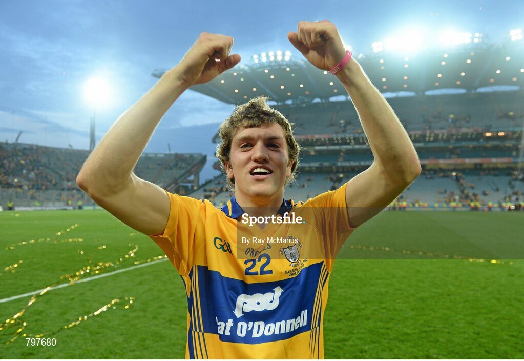 28 September 2013; Clare's Shane O'Donnell, who scored three goals in the first half, celebrates after the game. GAA Hurling All-Ireland Senior Championship Final Replay, Cork v Clare, Croke Park, Dublin. Picture credit: Ray McManus / SPORTSFILE