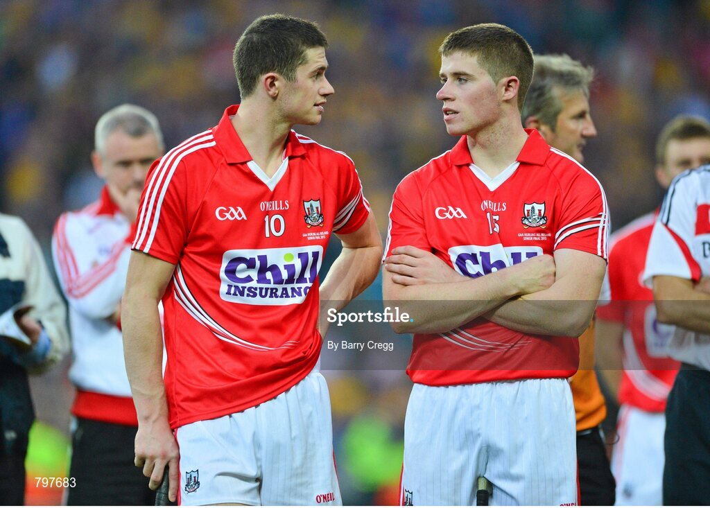 28 September 2013; A dejected Seamus Harnedy, left, and Conor Lehane, Cork, after the game. GAA Hurling All-Ireland Senior Championship Final Replay, Cork v Clare, Croke Park, Dublin. Picture credit: Barry Cregg / SPORTSFILE