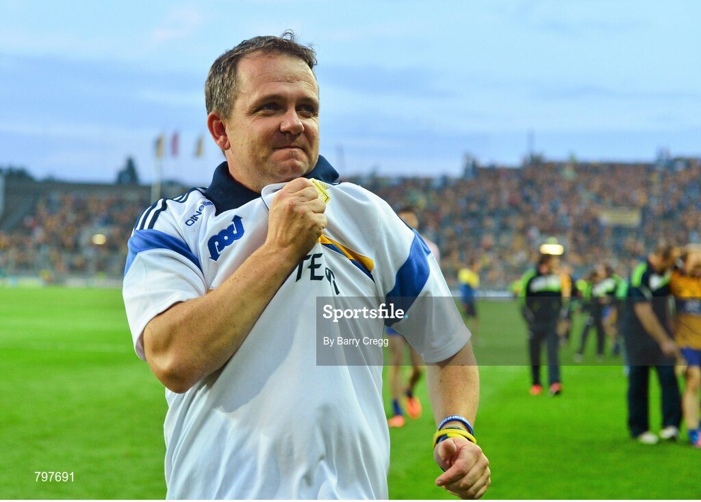 28 September 2013; Clare manager Davy Fitzgerald celebrates his side's victory. GAA Hurling All-Ireland Senior Championship Final Replay, Cork v Clare, Croke Park, Dublin. Picture credit: Barry Cregg / SPORTSFILE