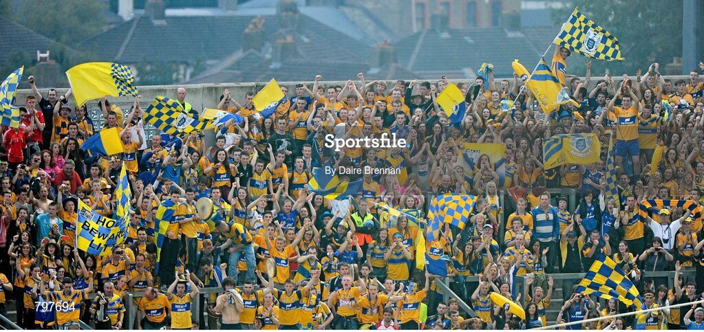 28 September 2013; Clare supporters celebrate on Hill16 after the game. GAA Hurling All-Ireland Senior Championship Final Replay, Cork v Clare, Croke Park, Dublin. Picture credit: Daire Brennan / SPORTSFILE