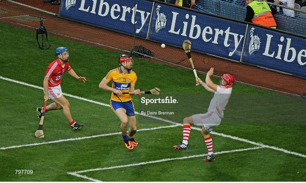 28 September 2013; Darach Honan, Clare, scores his side's fifth goal. GAA Hurling All-Ireland Senior Championship Final Replay, Cork v Clare, Croke Park, Dublin. Picture credit: Daire Brennan / SPORTSFILE