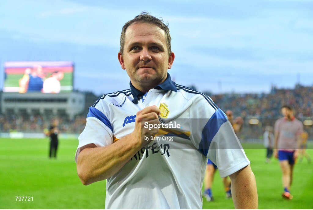 28 September 2013; Clare manager Davy Fitzgerald celebrates his side's victory. GAA Hurling All-Ireland Senior Championship Final Replay, Cork v Clare, Croke Park, Dublin. Picture credit: Barry Cregg / SPORTSFILE