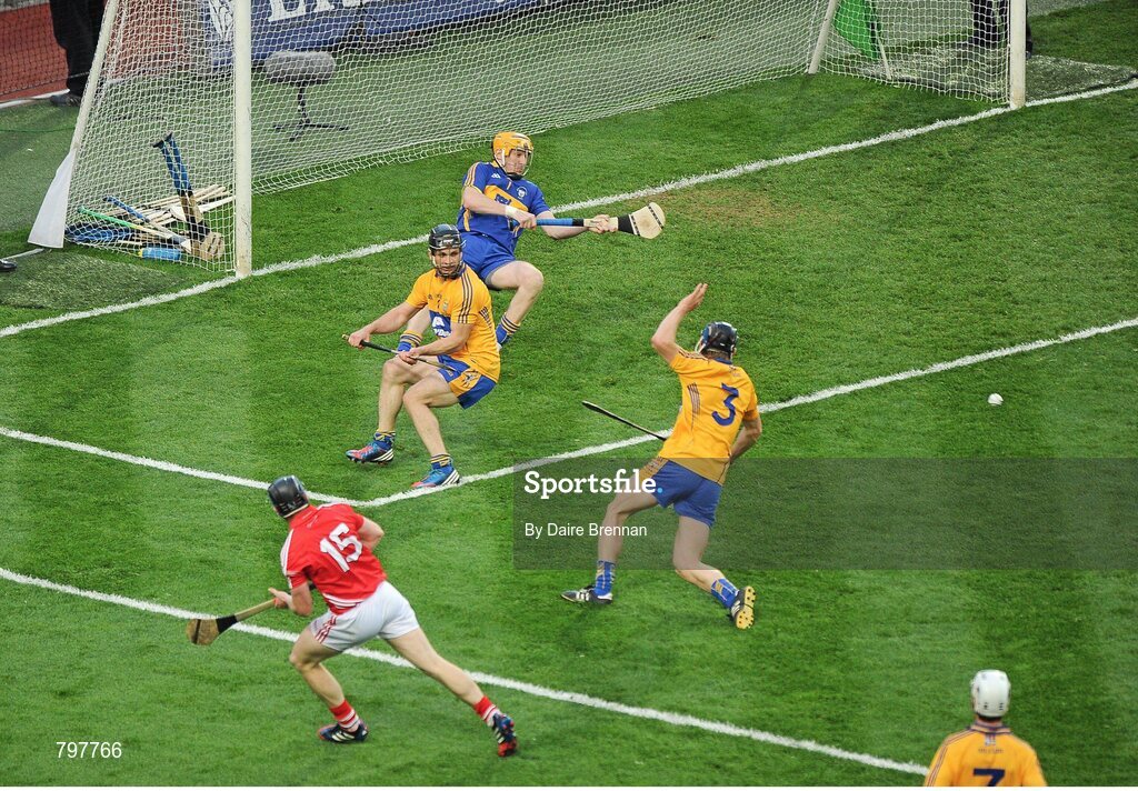 28 September 2013; Conor Lehane, Cork, has his shot saved before Séamus Harnedy scored the rebound for his side's second goal. GAA Hurling All-Ireland Senior Championship Final Replay, Cork v Clare, Croke Park, Dublin. Picture credit: Daire Brennan / SPORTSFILE