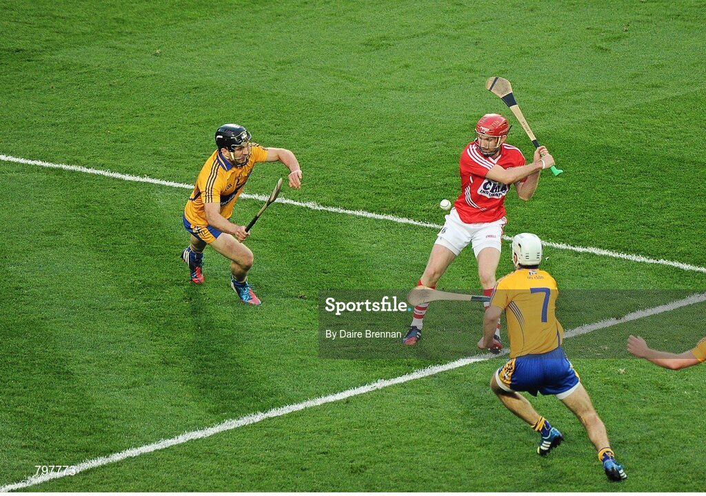 28 September 2013; Stephen Moylan, Cork, scores his side's third goal. GAA Hurling All-Ireland Senior Championship Final Replay, Cork v Clare, Croke Park, Dublin. Picture credit: Daire Brennan / SPORTSFILE