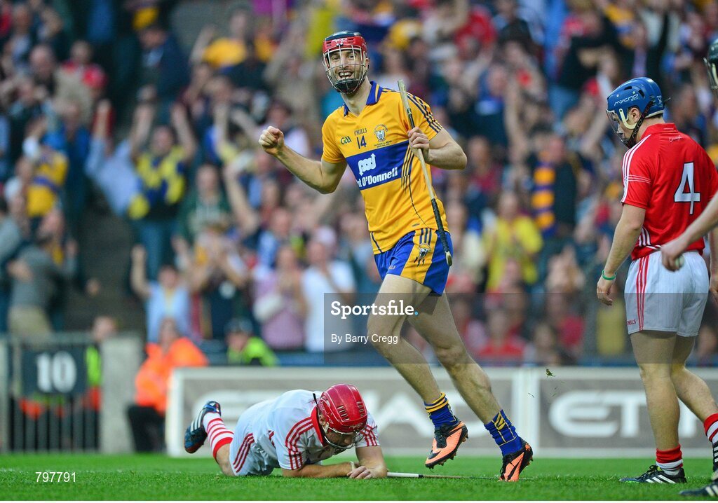 28 September 2013; Clare's Darach Honan celebrates after scoring his side's fifth goal. GAA Hurling All-Ireland Senior Championship Final Replay, Cork v Clare, Croke Park, Dublin. Picture credit: Barry Cregg / SPORTSFILE