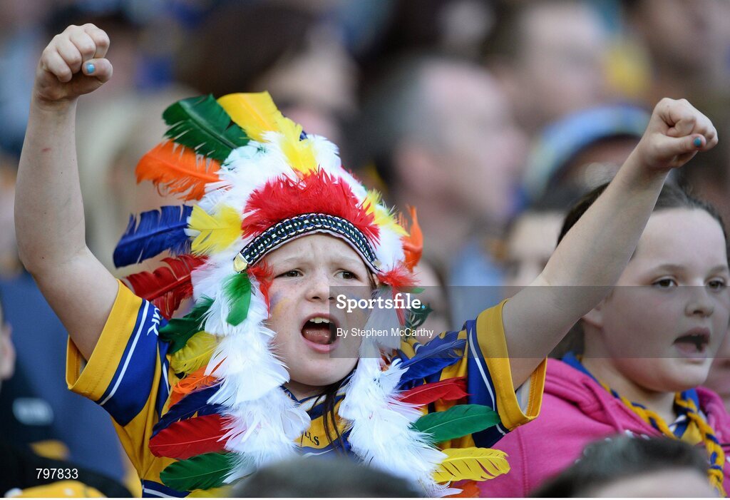28 September 2013; Clare supporter Ella Taylor, from Ennis, during the closing stages of the game. GAA Hurling All-Ireland Senior Championship Final Replay, Cork v Clare, Croke Park, Dublin. Picture credit: Stephen McCarthy / SPORTSFILE