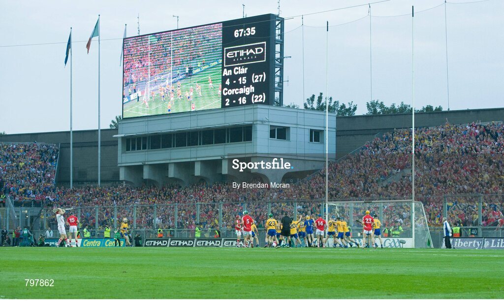 28 September 2013; Cork goalkeeper Anthony Nash reacts after his shot on goal was saved in the 68th minute of the game. GAA Hurling All-Ireland Senior Championship Final Replay, Cork v Clare, Croke Park, Dublin. Picture credit: Brendan Moran / SPORTSFILE