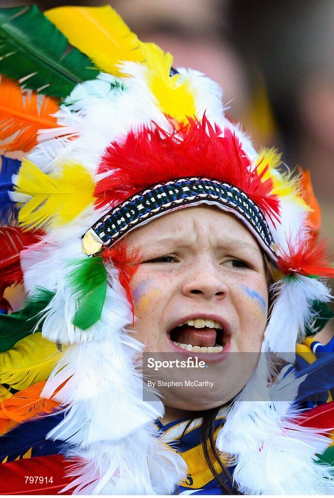 28 September 2013; Clare supporter Ella Taylor, from Ennis, during the closing stages of the game. GAA Hurling All-Ireland Senior Championship Final Replay, Cork v Clare, Croke Park, Dublin. Picture credit: Stephen McCarthy / SPORTSFILE