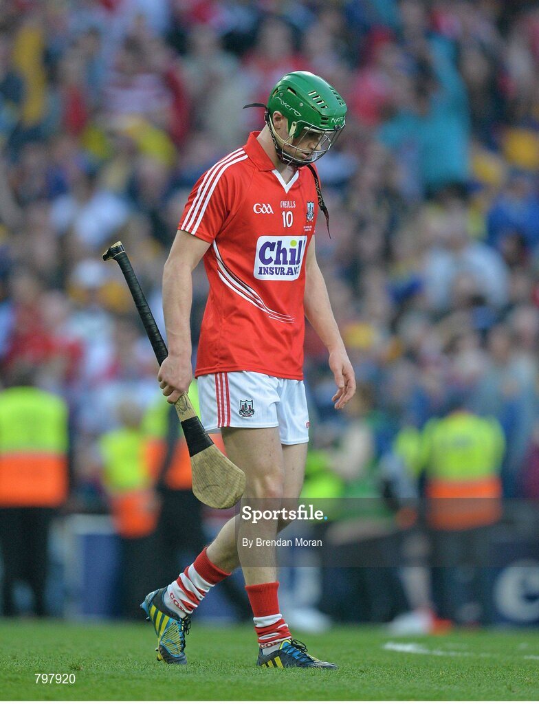 28 September 2013; A dejected Seamus Harnedy, Cork, at the final whistle. GAA Hurling All-Ireland Senior Championship Final Replay, Cork v Clare, Croke Park, Dublin. Picture credit: Brendan Moran / SPORTSFILE