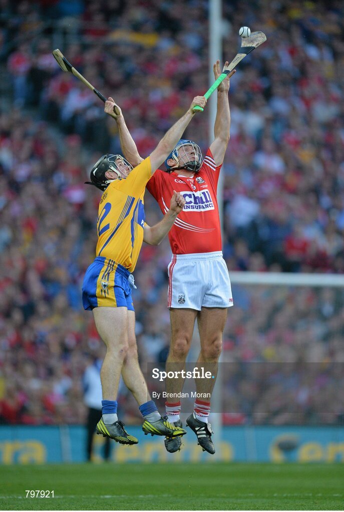 28 September 2013; Colin Ryan, Clare, in action against Tom Kenny, Cork. GAA Hurling All-Ireland Senior Championship Final Replay, Cork v Clare, Croke Park, Dublin. Picture credit: Brendan Moran / SPORTSFILE
