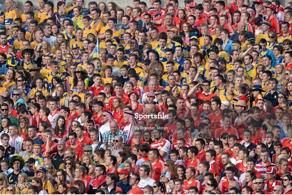 28 September 2013; Clare and Cork supporters look on during the game. GAA Hurling All-Ireland Senior Championship Final Replay, Cork v Clare, Croke Park, Dublin. Picture credit: Brendan Moran / SPORTSFILE