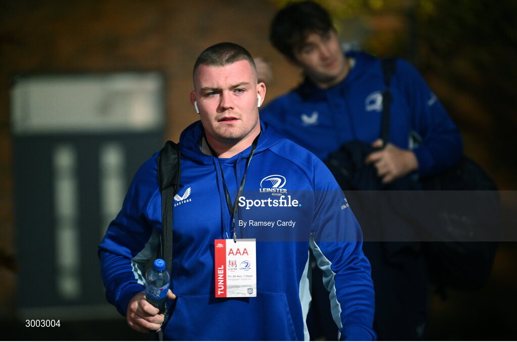 29 November 2024; Jack Boyle of Leinster before the United Rugby Championship match between Ulster and Leinster at Kingspan Stadium in Belfast. Photo by Ramsey Cardy/Sportsfile
