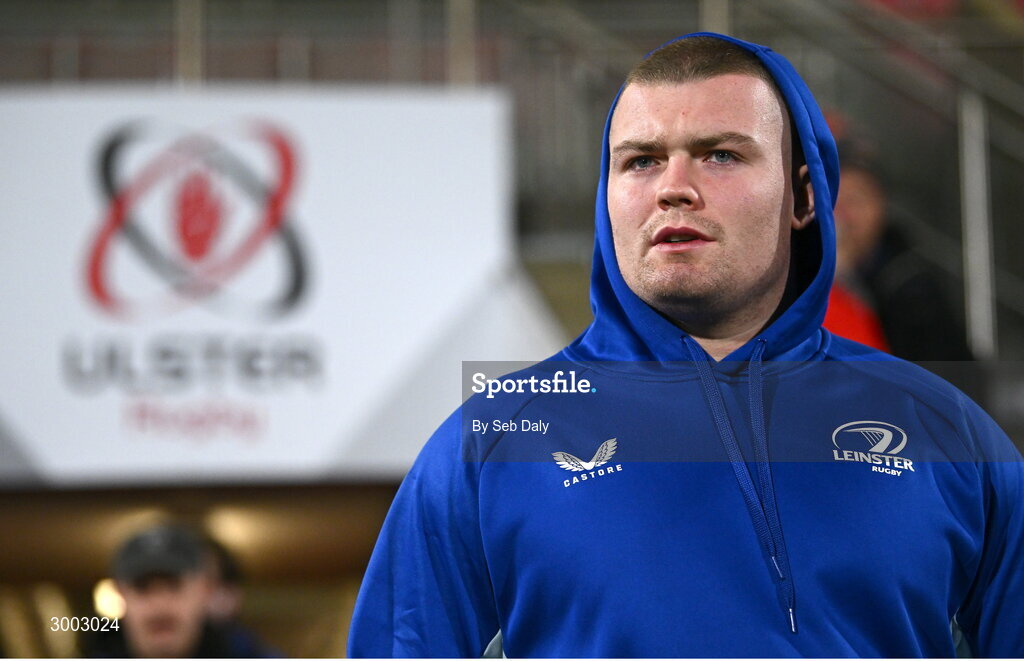 29 November 2024; Jack Boyle of Leinster before the United Rugby Championship match between Ulster and Leinster at Kingspan Stadium in Belfast. Photo by Seb Daly/Sportsfile
