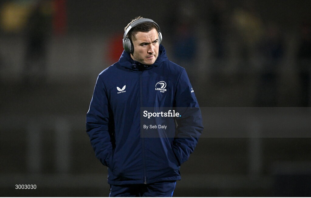 29 November 2024; Jordan Larmour of Leinster before the United Rugby Championship match between Ulster and Leinster at Kingspan Stadium in Belfast. Photo by Seb Daly/Sportsfile