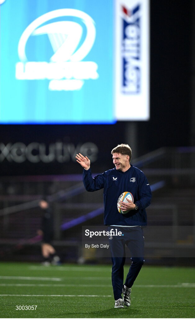 29 November 2024; Jordie Barrett of Leinster before the United Rugby Championship match between Ulster and Leinster at Kingspan Stadium in Belfast. Photo by Seb Daly/Sportsfile